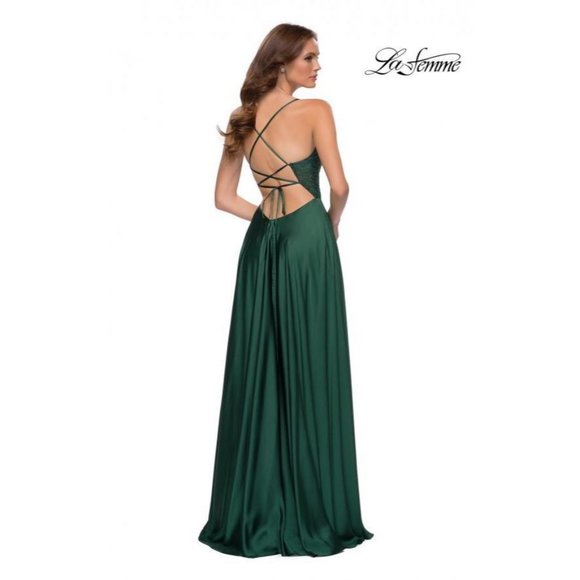 La Femme Dress/Gown Style 29760 in Emerald Green size 4 - Picture 2 of 10